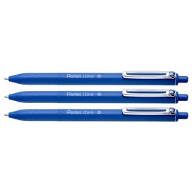 Pentel iZee Retractable Ballpoint Pens with Metal Clip 1 mm Tip 0.5 mm Line Blue Pack of 3