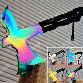 Axe Hatchet Tactical Axe Survival Axe Hunting Knife 8 Inch Overall Full Tang Razor Sharp Edge Camping Accessories Camping Gear Survival Kit Survival Gear Tactical Gear 77855 (Rainbow)