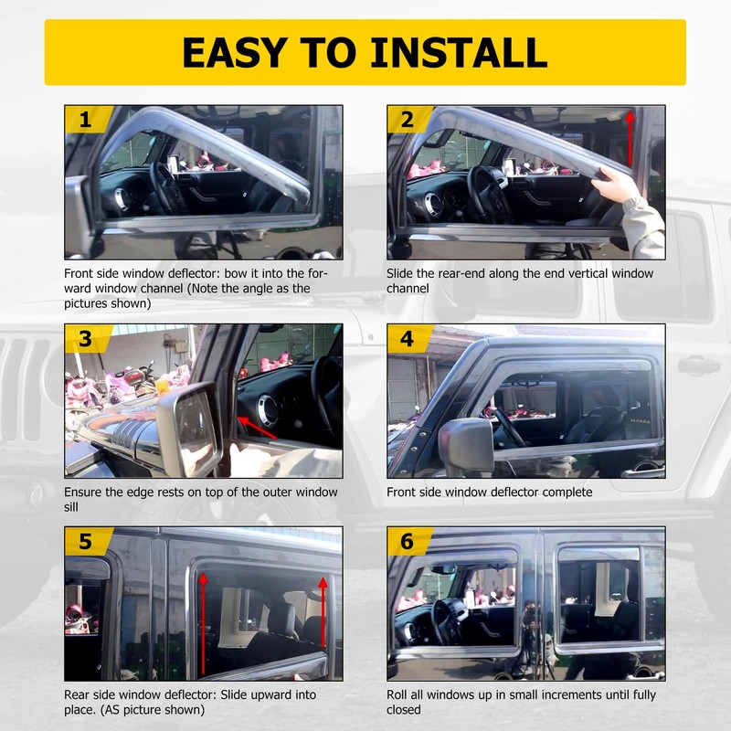 AUXMART 4Pcs Side Window Deflector Wind Rain Shade Visor Guard