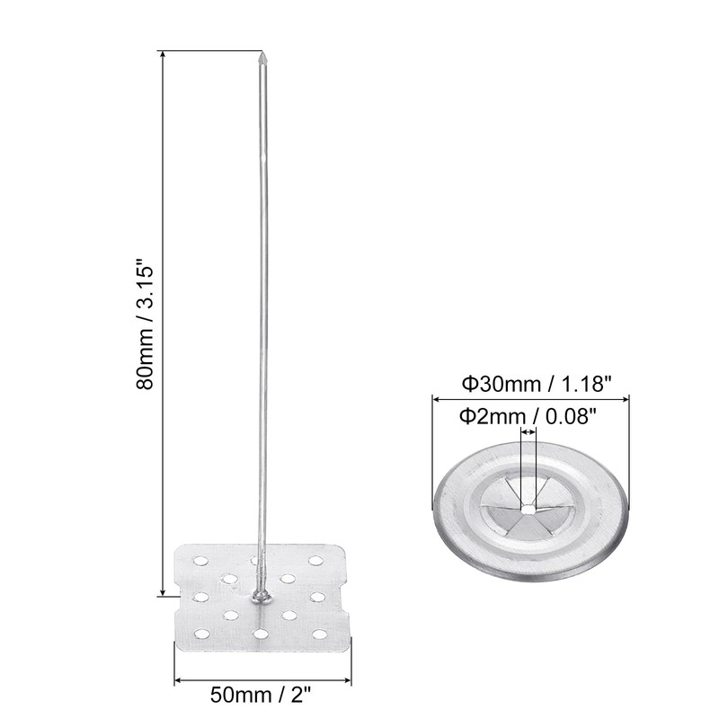 PATIKIL 80mm Perforated Insulation Pins with Round Washer,100 Sets 2in