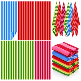 Peryiter 6 Pcs Oversized Microfiber Beach Towels 59 x 28 Inch Large Quick Dry Pool Towels Absorbent Camping Travel Blanket Set for Women Men Bath Beach(Mixed Color,Fresh Stripe)