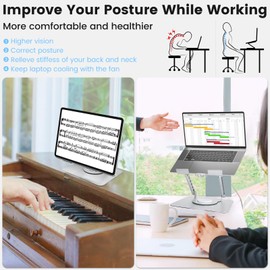 realexist Adjustable Computer Stand，Laptop Stand with 360 Rotating Base, Ergonomic Laptop Riser Mount for Desk Foldable Protable Computer Desk Fits with MacBook Pro Air (10-16") - Sliver