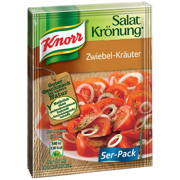 Knorr Salat Kronung Zwiebel-krauter (Salad Herbs with Onion), 5-Count Packets (Pack of 5)