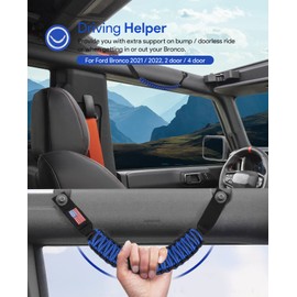 sixcow 4 Pack for Ford Bronco Roll Bar Grab Handles, Paracord Grips for 2021 2022 2023 2024 Ford Bronco 2 Door / 4 Door, Blue