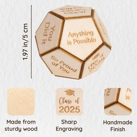 12-Sided Wooden Graduation Decider Dice, Class of 2025 Graduation Gifts, Senior Graduation Gifts 2025 for High School Student Him Her, College High School Graduate Presents, Unique Graduation Decor