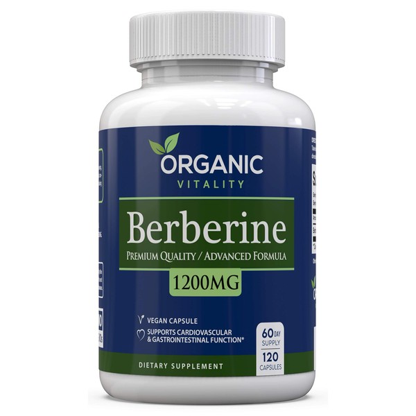 ORGANIC VITALITY Premium Berberine HCL Supplement - 1200mg of Berberine