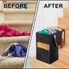 Yopay 2 Pack Stair Basket with Leather Handle, Upgraded Foldable