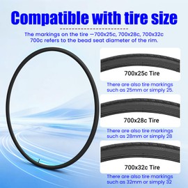 700c Bike Tube 28" 700x25-32c Bike Inner Tubes Compatible with 700x25C 700x28C 700X30C 700X32C Bike Tires with 60mm Schrader Valve Butyl Rubber for 28inch City/Road/Mountain Bike 4 Pack