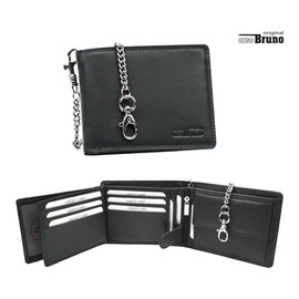 Black Wallet with Chain in High-Quality Leather Landscape Format Biker Wallet with Chain Wallet Wallet Men Black