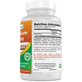 Best Naturals Magnesium 425 mg 180 Veggie Capsules - High Absorption Magnesium Glycinate & Magnesium Oxide Chelated, Non-GMO, Gluten Free Muscle Relax (180 Count (Pack of 2))