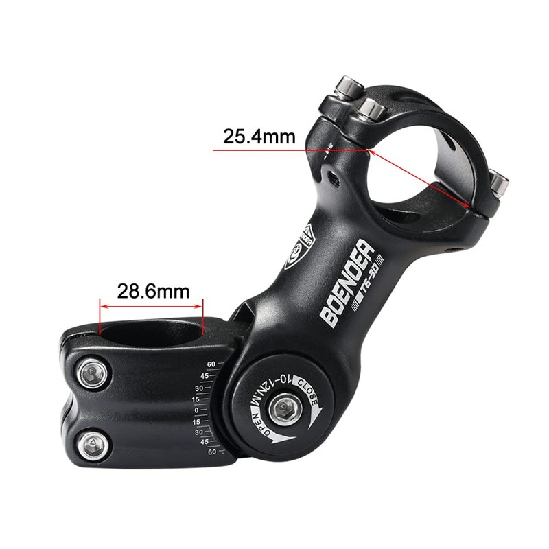 Boenoea 31.8 25.4 Bicycle Stem, 0~60 Degrees, 90 mm, 110