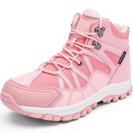 R CORD Botas de Senderismo para niños, Impermeables, para Exteriores, Antideslizantes, para Caminar, para Acampar, Rosado 25 cm