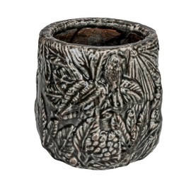 Creative Co-Op Decorative Terra-Cotta Planter with Embossed Pattern, Grey