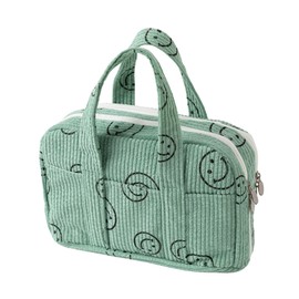 Large Pencil Case Pouch Pencil Bag Corduroy Pencil Pouch Big Pen Bag Organizer with Zipper Cute Aesthetic School Supplies for Girls Kids Student (A-Green)