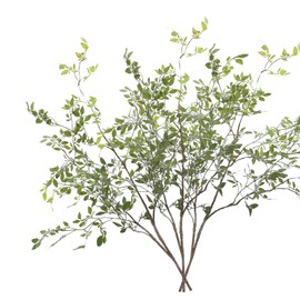 Mokylor 3Pcs Artificial Plant Leaves Bunches, 43.3 Inch Nandina Domestica Faux Greenery Branches Stems Leaves Spray Plastic Plants Branches for Vase Floral Arrangement Bouquets Greenery Decor