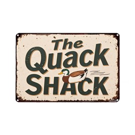 Vintage Duck Coop Sign "Quack Shack" - 12x8 Inch Rustic Metal Tin Plaque for Farmhouse, Pub, Bar Wall Decor - Waterfowl & Chicken Themed Door Name Plate