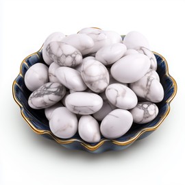 SigMntun Polished Stone Set Howlite Crystals, Handpicked Tumbled Gemstones Rocks, Pebbles for Reiki, Chakra, Healing, Home Decor 0.8 inches 7 oz