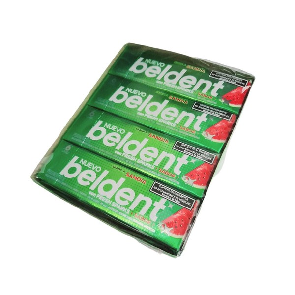 Beldent Watermelon Flavored Sugar-Free Chewing Gum Fresh Sparks Chicle Sabor Sandía, 10 g / 0.35 oz (box of 20)