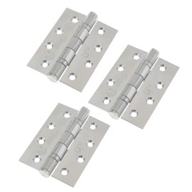 Stainless Door Hinges 4" - 102x76x3mm with Square Corners 1.5 Pair Pack [3 Hinges] Including Screws Satin