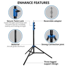 Flashpoint Pro Air-Cushioned Heavy-Duty Light Stand (Blue, 7.2')