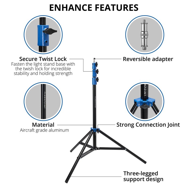 Flashpoint Pro Air-Cushioned Heavy-Duty Light Stand (Blue, 7.2')