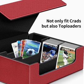 1800+ Trading Card Storage Box, Magnetic Closure Toploaders Storage Box Hold 600+ 35PT 3"x4" Standard Toploaders, PU Leather Card Deck Boxes Fit for MTG,Sport Cards,Game Cards,Business Cards