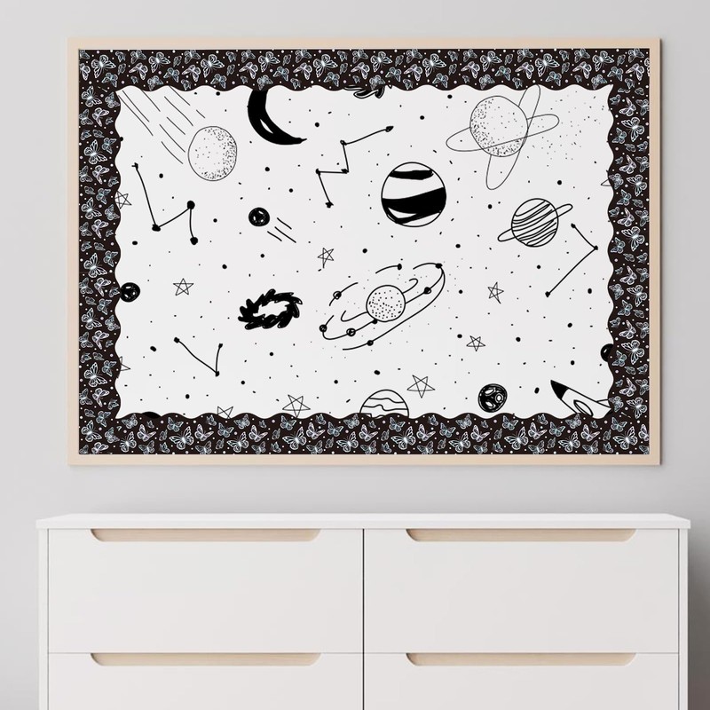 FYSUIMU 65.6Ft Iridescent Butterfly Bulletin Board Borders Black Decorative Die