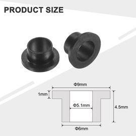 sourcing map 24pcs Flanged Sleeve Bearings Plastic Bushings ID 5.1mm x OD 6mm x Length 4.5mm Nylon Bushings, Black