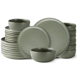 AmorArc Dinnerware Sets, Wavy Rim Plates and Bowls Sets,Highly Chip and Crack Resistant | Dishwasher & Microwave & Oven Safe Dishes set, Service for 8 (24pc)