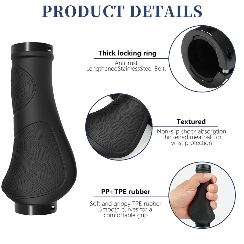 1 Pair Bike Handlebar Grips Ergonomic Bicycle Handle with Aluminium