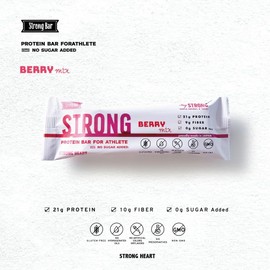 【リニューアル 正規品】Strong Bar (ストロングバー) プロテインバー プロテイン22g 砂糖不使用 食物繊維10g 原材料たったの8つ シンプル&ナチュラル処方 国産 (ベリーミックス 12本入り)