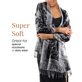 FURTALK Reversible Paisley Pashmina Shawl Wraps for Women Rave Soft Exotic Indian Scarf for Evening Dress Festival Scarves