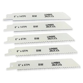 LUMBER JACK 150mm Reciprocating Saw Blades 6 TPI Bi-Metal Wood Cutting, Metal & PVC Recip Blade for Bosch Dewalt Makita and many others