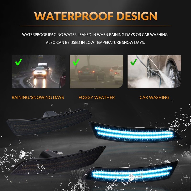 DERMOKA LED Side Marker Lights Front Rear Bumper Parking Signal