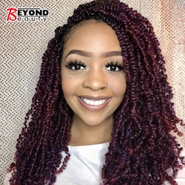 Beyond Beauty Pack of 3 Spring Twist Ombre Colours Crochet Braids Synthetic Braid Hair Extensions Low Temperature Fibre (Dark & Light Wine)