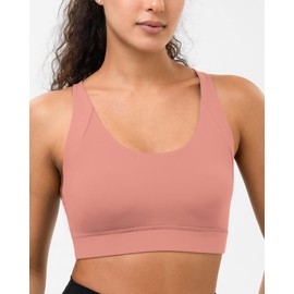 Luvrobes Sports Bras for Women High Support Racerback Adjustable Straps Molded Cup Workout Fitness Running Gym Bra (Mauve Pale,M)