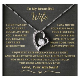 Momavo Jewelry To My Wife - the best thing that ever happened to me ,Forever Love Necklace , Gift For Wife, Gift for her, Romantic Gifts , Soulmate , Christmas Birthday Gift, Valentine Gift (Luxury Box w/ LED LIGHT, I can't live without you - 14k White G