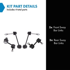TRQ Sway Bar Stabilizer Link Set Front & Rear Compatible with 01-06 LS430
