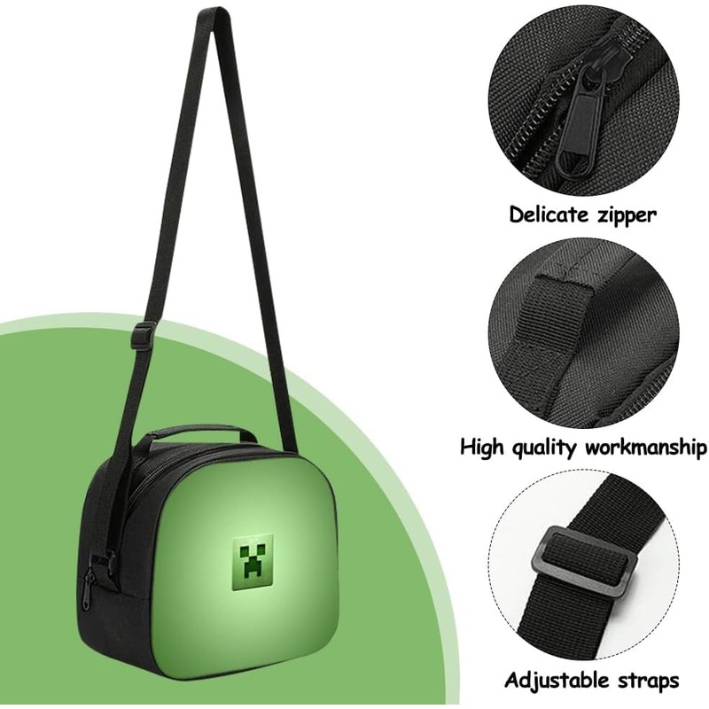 MIFKLMV Kids Lunch Bag, Video Game Creeper Lunch Box, Insulated