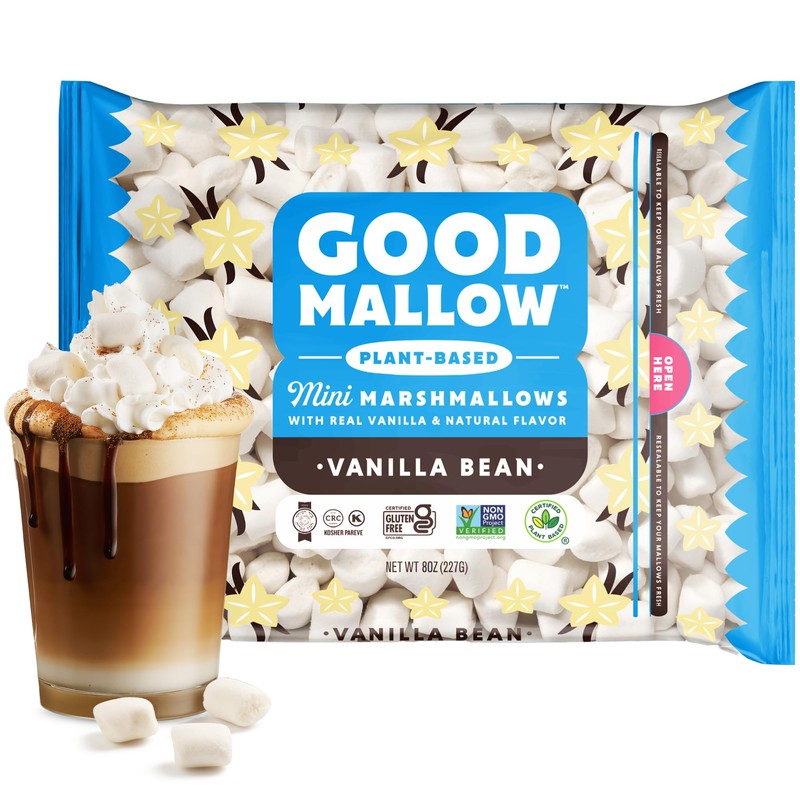 GoodMallow Mini Vegan Marshmallows - Kosher Halal Dairy & Gluten