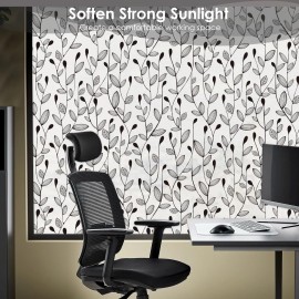 DKTIE Privacy Window Film Stained Glass Cling 35.4 x 84" Black Vine Static Decor