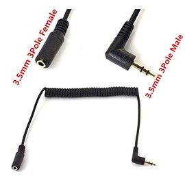 3.5mm Stereo Audio Cable, Haokiang 90 Degree Coiled Spring 3.5mm(1/8") 3Pole Male to Female 1 to 6Ft Audio Aux Extension Cable for Home/Car Stereo,Phone,Headset and More (TRS M/F)