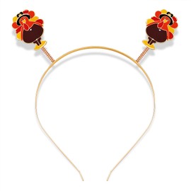 PHALIN Thanksgiving Fall Headbands Enamel Pumpkin Maple Leaf Turkey Hairbands for Women Autumn Costume Party Hair Accessory Gifts (Turkey 2)