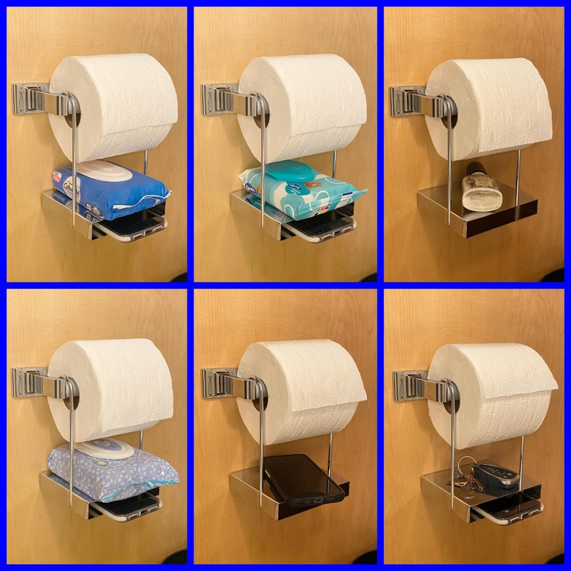 TP Ledge – Multi-Purpose Double Shelf Hangs Below Existing Toilet