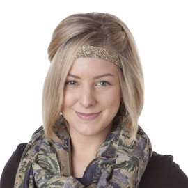 Hipsy Women's Adjustable NO SLIP Wide Country Flower Headbands (Wide Yellow & Gold Glitter 2pk)