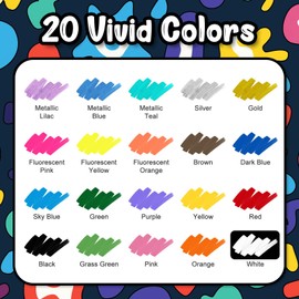 HOMY ARTY Acrylic Paint Markers 20 Colors, 15mm Jumbo Tip, Waterproof and Permanent Paint Pens for Stones, Signs, Poster Marker for Calligraphy