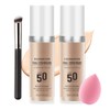 Set Bases Maquillaje Color Natural Brocha Esponja Fps Control Grasa