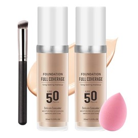Set Bases Maquillaje Color Natural Brocha Esponja Fps Control Grasa Cobertura Total Corrector Hidratante Impecable Todo Tipo Piel