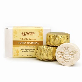 Colloidal Oatmeal Bath Bombs for Dry & Sensitive Skin – Honey Oatmeal Bath Fizzies with Mango Butter & Aloe – Soothing Natural Bath Bomb Set – Lavender and Lemongrass Handmade Bath Bombs (4 Pack)