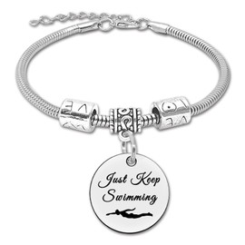 Swimmer Gifts Bracelet for Women Swimming Lover Gift Motivational Swimming Jewelry for Girls Teen Swimmer Coach Gift Swimming Team Gifts Encouragement Bracelet Inspirational Birthday Christmas Gift